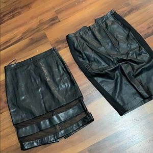 Two women faux pencil skirts